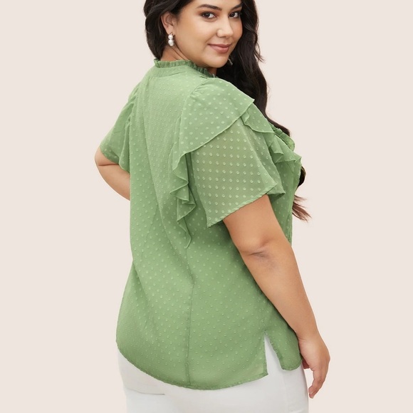 BloomChic Plus Size 3XL Texture Frill Trim Ruffle Sleeve Blouse us22-24 - Picture 3 of 8